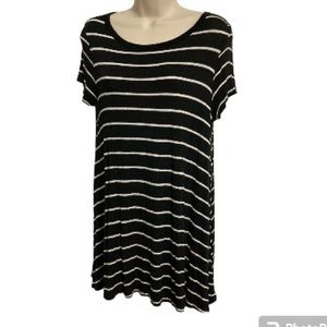 ACEMI Short Mini Dress Striped Black White Short Sleeves Womens Small